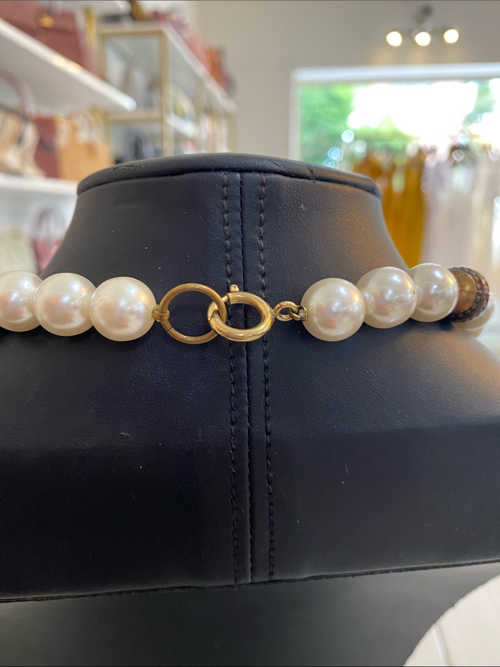 Classic Faux Pearl and Brown Bead Teardrop Necklace - Women Jewelry - Picture 3 of 4